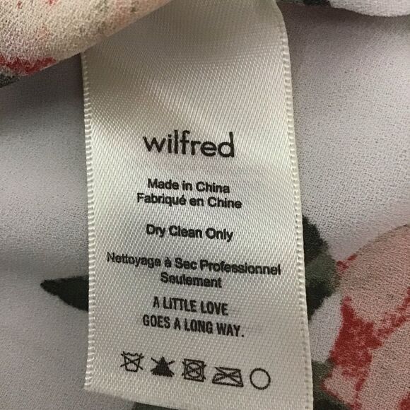 2/40$ WILFRED white floral blouse Grandmacore silky open arm long sleeve small - Picture 6 of 12